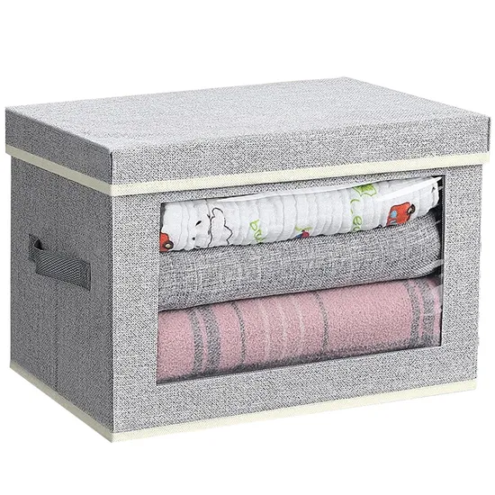 Stackable Fabric Closet Cube Storage Bins for Clothes Organzation with Lid 
