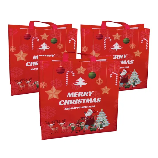 Christmas Tote Bags PP Laminated Non Woven Shopping Bag Non