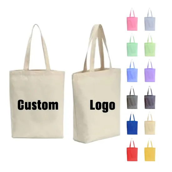 Black Handle Canvas Bag Custom Print Promotional 100% Cotton Polyester Canvas Wholesale Tote Bag 