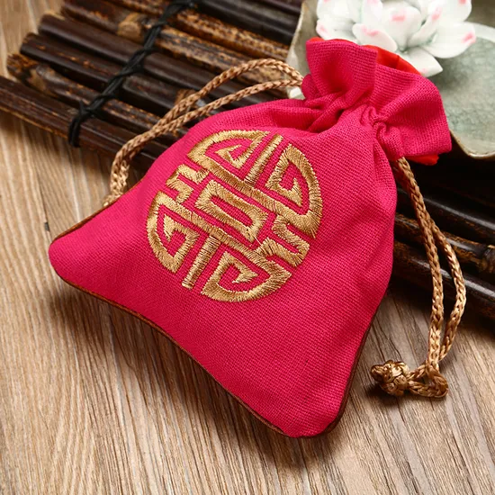 Hand String Cultural Toys Jewelry Cotton Linen Plate Bead Hand String Earrings Walnut Buddha Beads Embroidery Large Capacity Storage Bag 