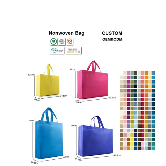 Golden Recyclable Biodegradable Ultrasonic Non Woven Tote Carrier Shopping Bags Custom Logo PLA Packaging Bags 