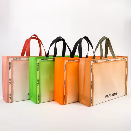 Hot Press Laminated Colorful Polypropylene Shopping Bag Ultrasonic Non Woven PP Fabric Tote Bag